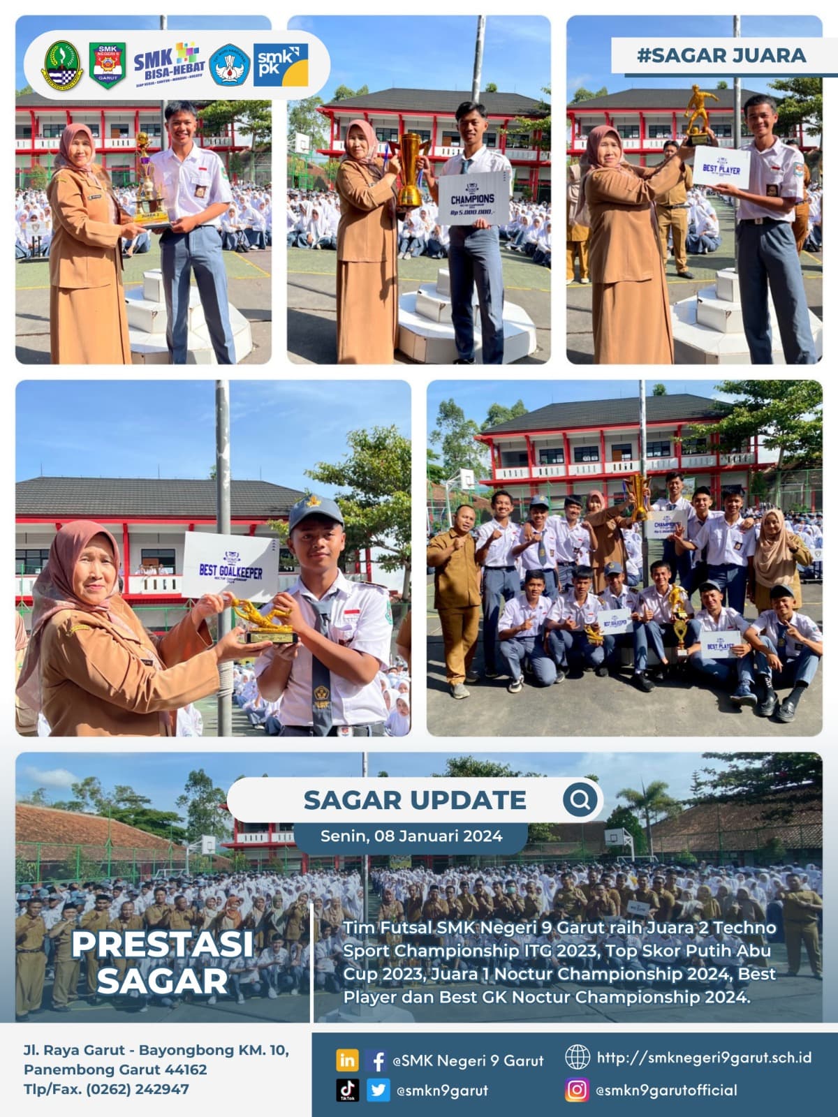 Bangga, Tim Futsal SMKN 9 Garut Sabet Juara 1 Noctur Championship 2024